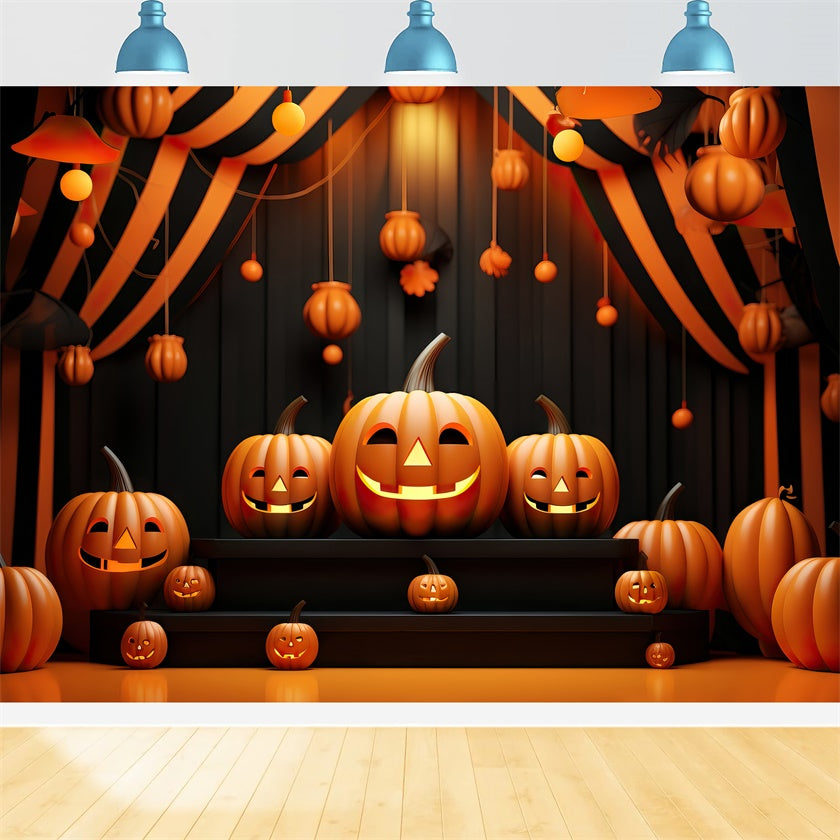Glühende und lächelnde Kürbisse Halloween Bühnenhintergrund BRP8-214