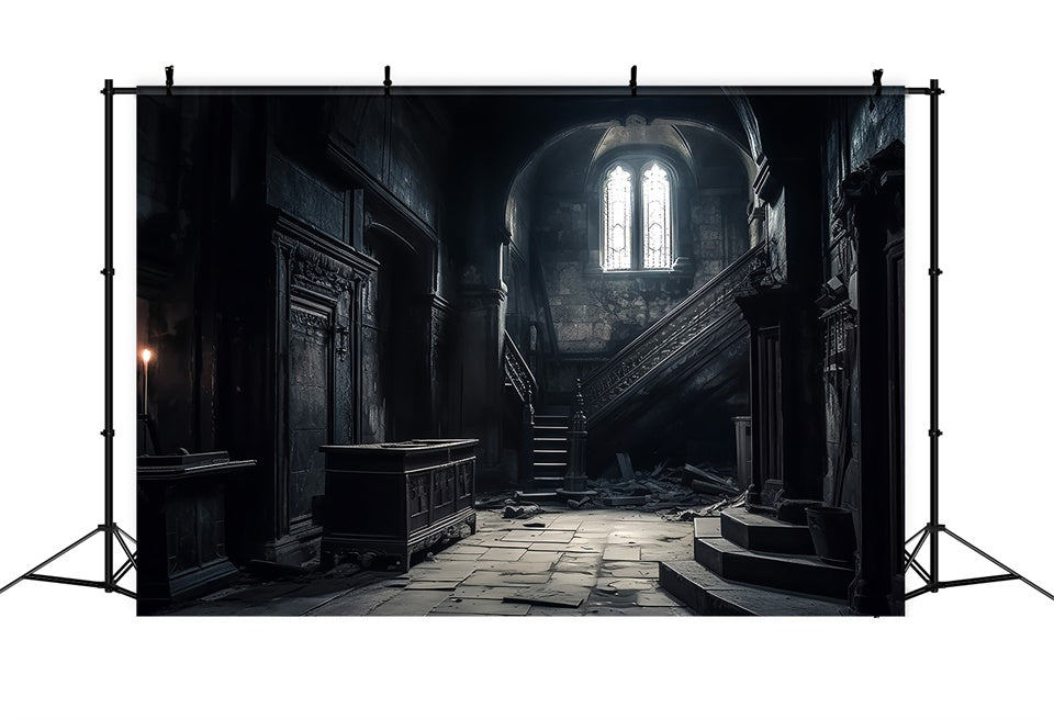 Halloween Gruseliges Verlassenes Herrenhaus Innen Hintergrund BRP8-218