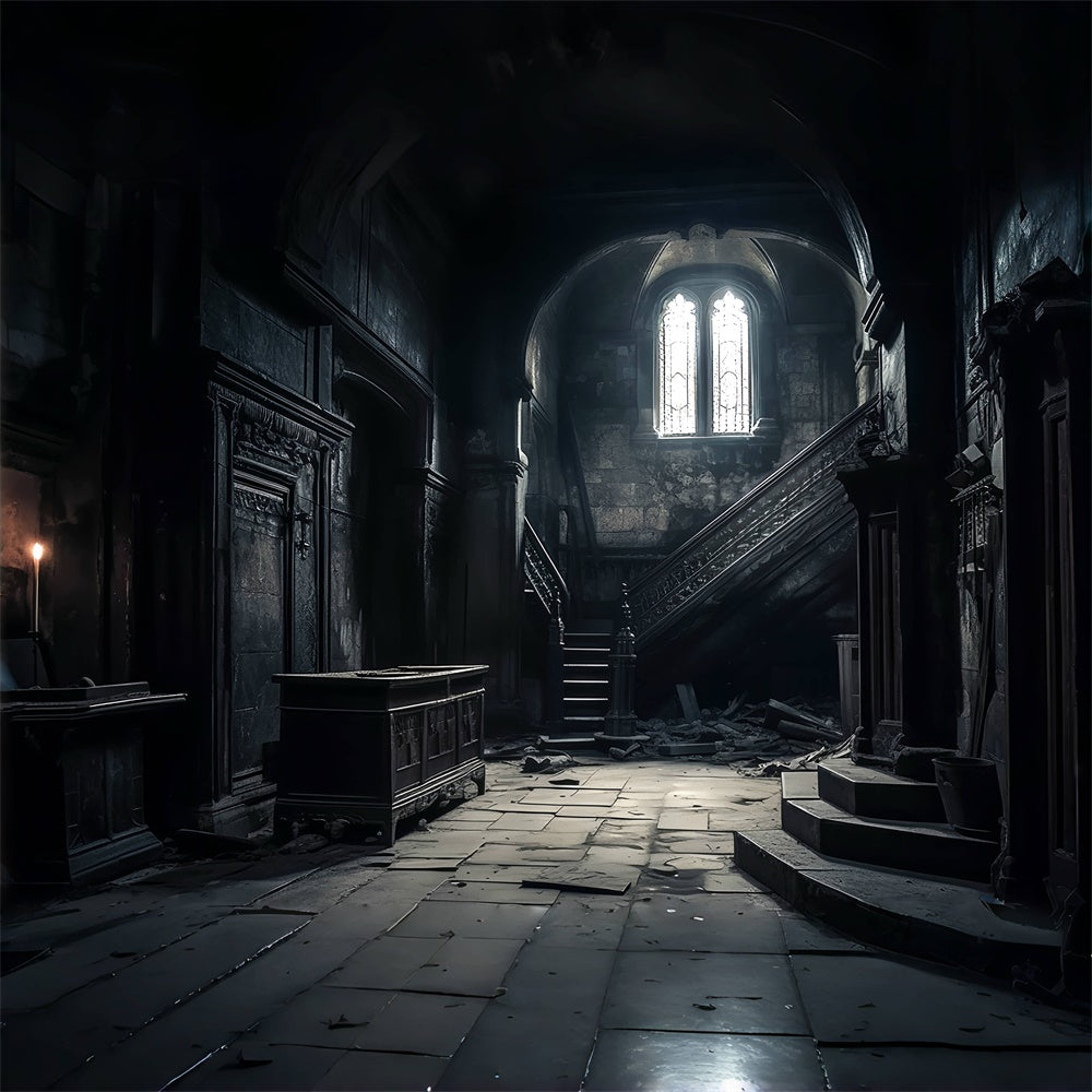 Halloween Gruseliges Verlassenes Herrenhaus Innen Hintergrund BRP8-218