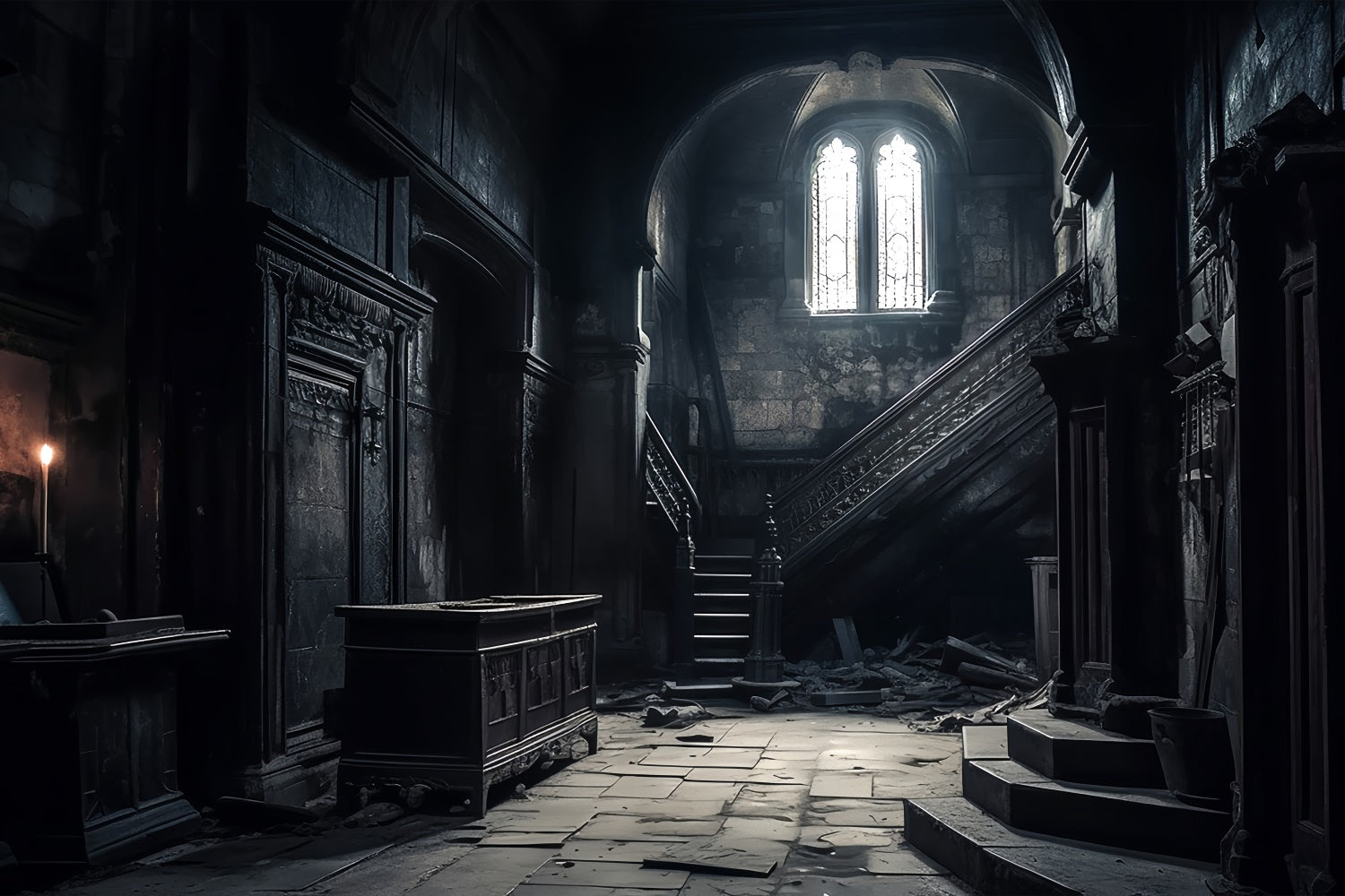 Halloween Gruseliges Verlassenes Herrenhaus Innen Hintergrund BRP8-218