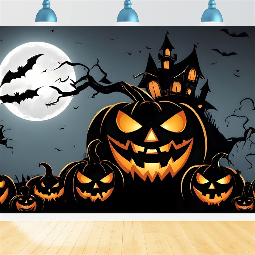 Halloween Grinsende Kürbisse und Spukhaus Hintergrund BRP8-219