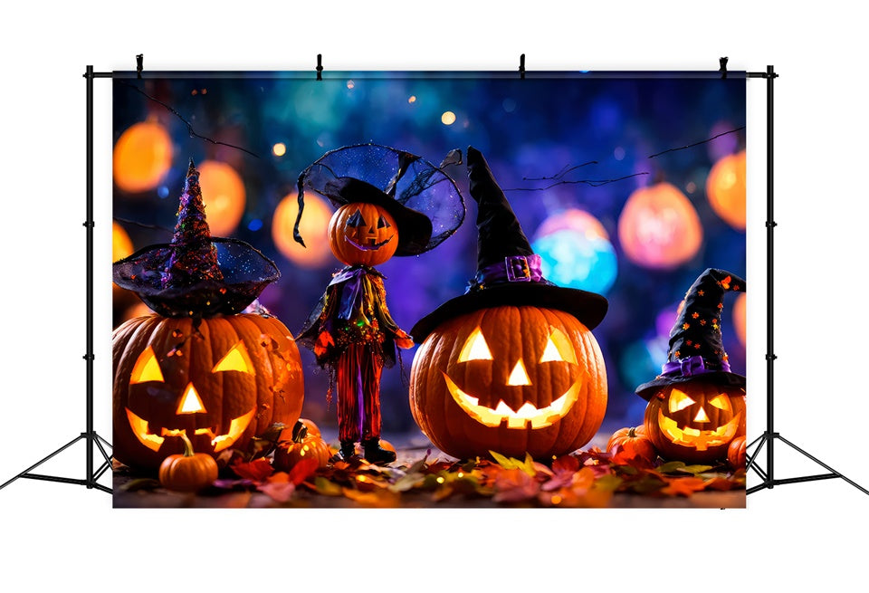 Verzauberte Hexenkürbisse und Halloween Lichter Hintergrund BRP8-220