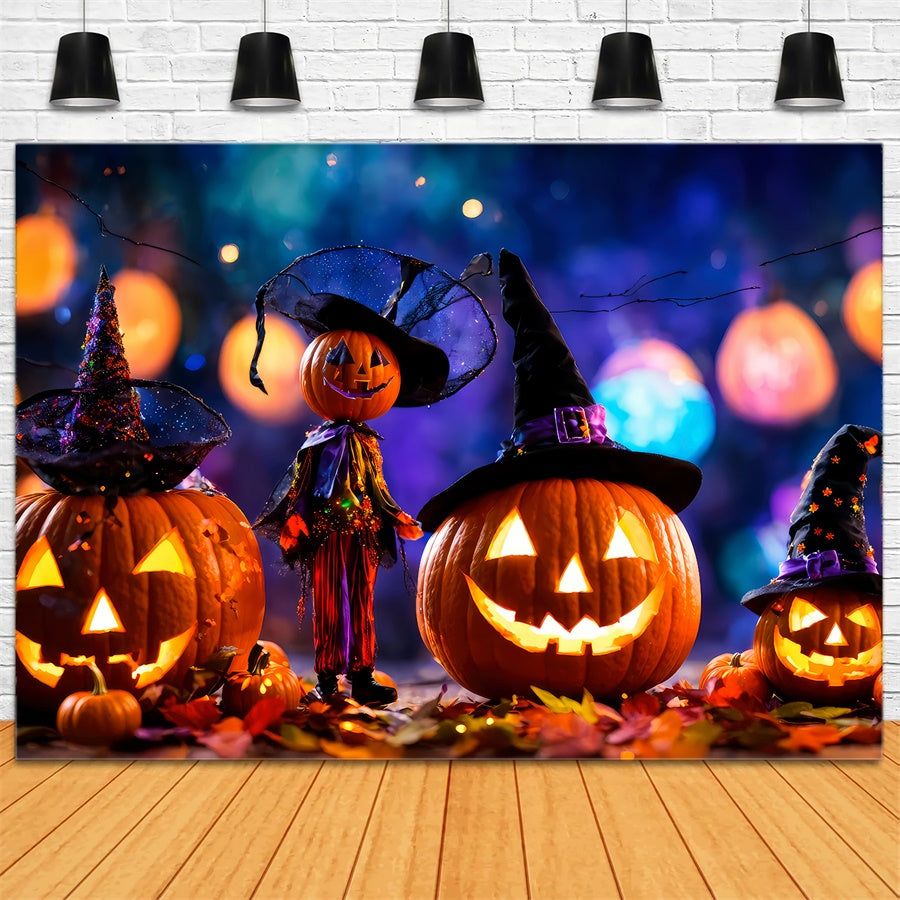 Verzauberte Hexenkürbisse und Halloween Lichter Hintergrund BRP8-220