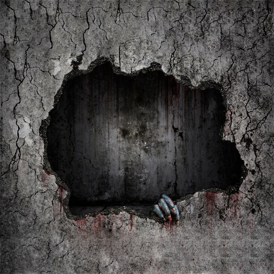 Gruseliges Loch mit gespenstischer Hand Halloween Hintergrund BRP8-226
