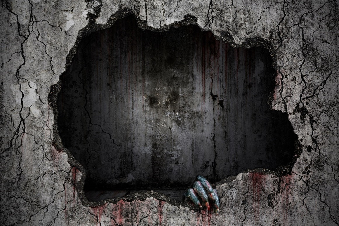 Gruseliges Loch mit gespenstischer Hand Halloween Hintergrund BRP8-226