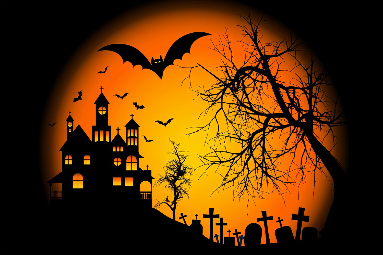 Dämmerung über Haunted Hill Halloween Hintergrund BRP8-233