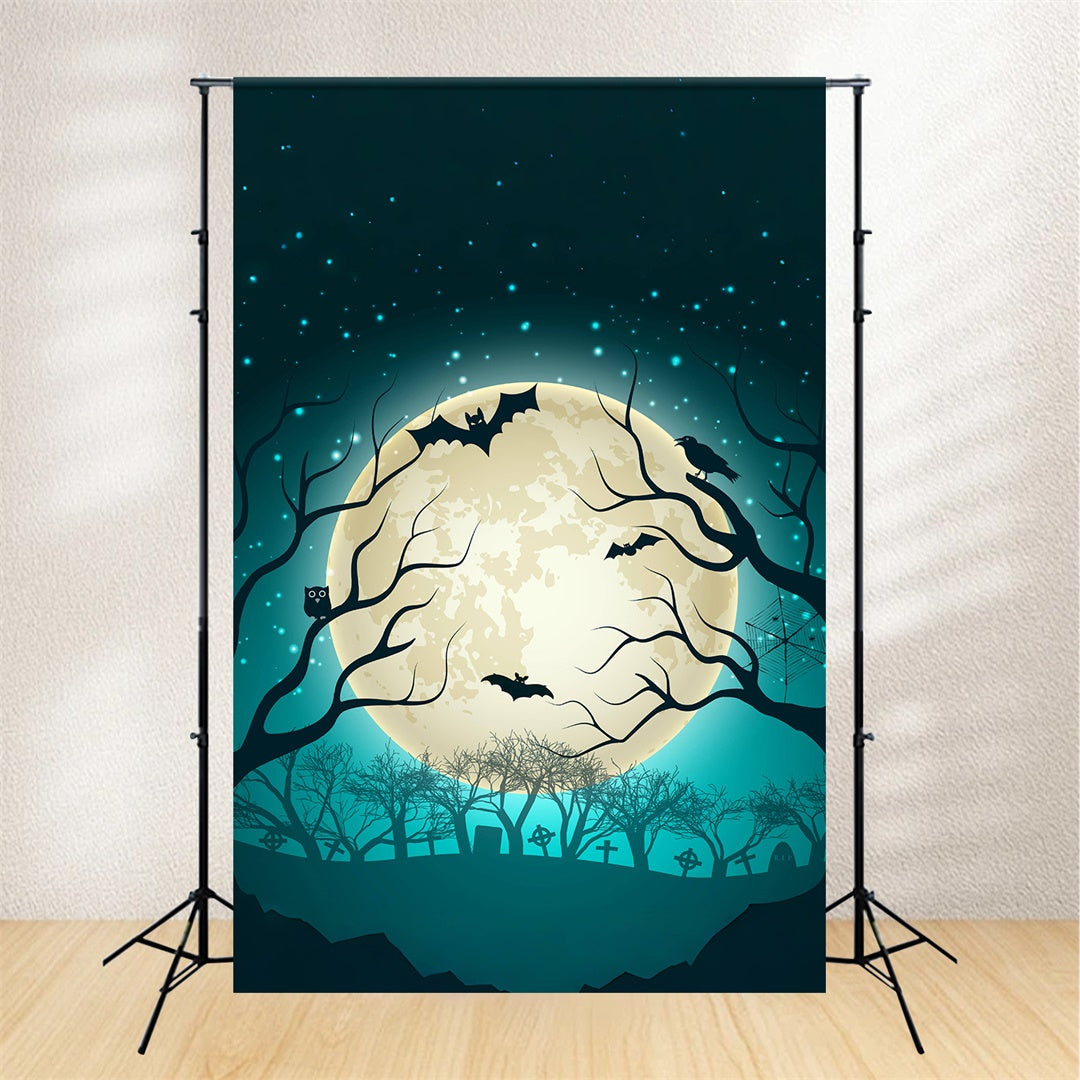 Unheimliche Nacht mit gruseligen Bäumen Halloween Hintergrund BRP8-234