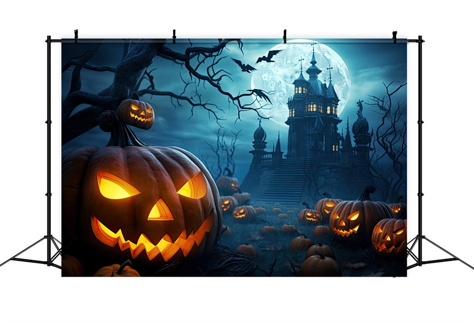 Böser Kürbis und gespenstisches Schloss Halloween Hintergrund BRP8-238