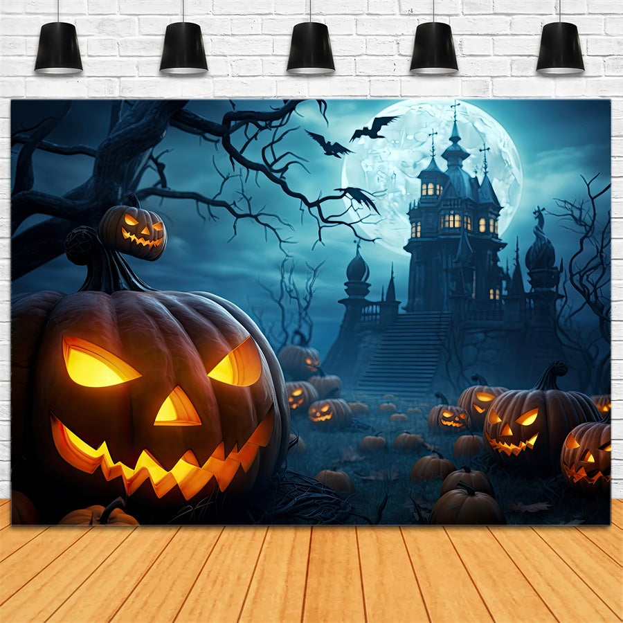 Böser Kürbis und gespenstisches Schloss Halloween Hintergrund BRP8-238