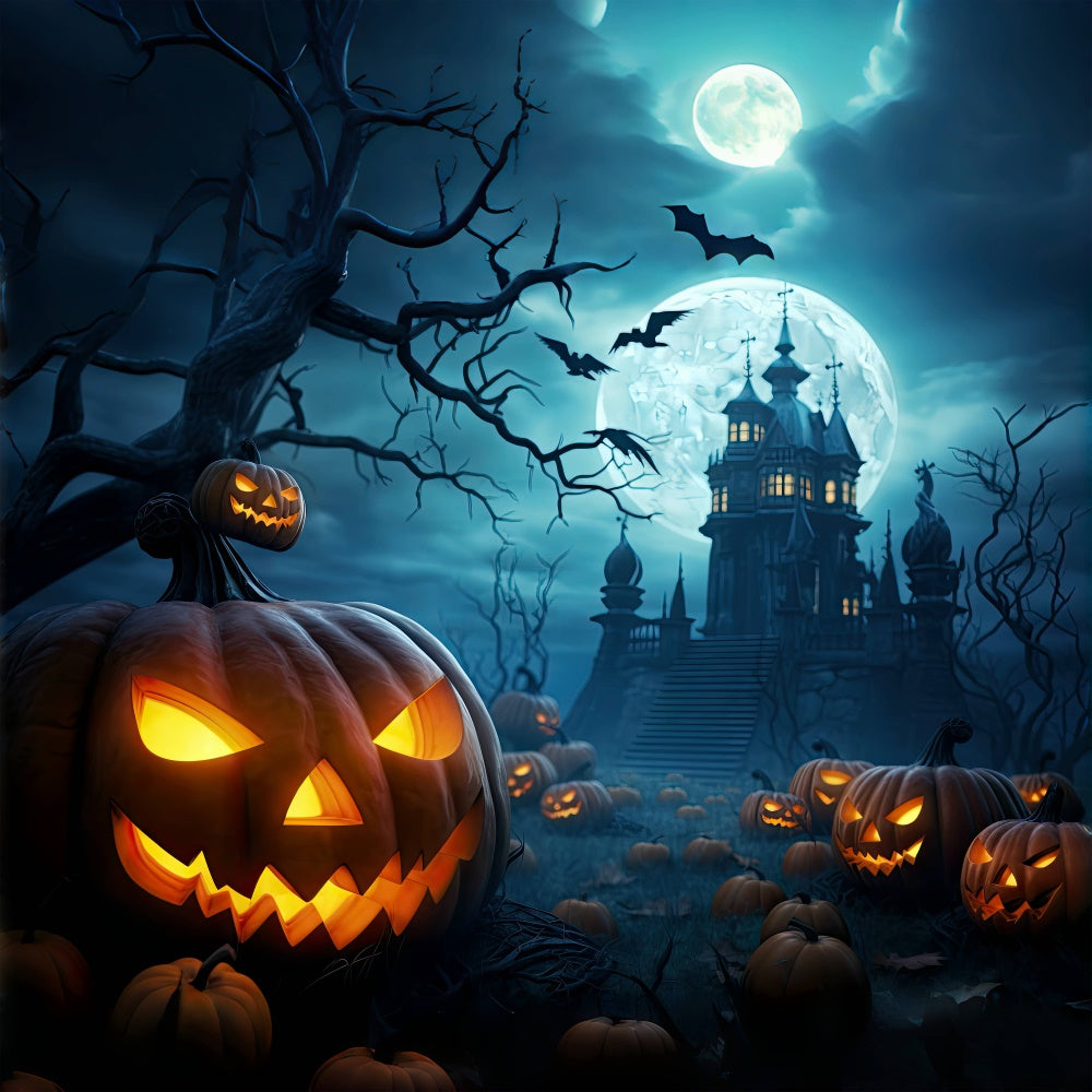 Böser Kürbis und gespenstisches Schloss Halloween Hintergrund BRP8-238