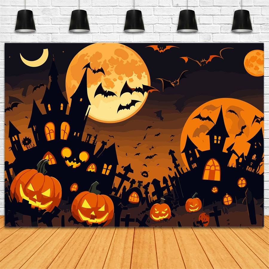 Halloween Nacht Kürbisfeld Schloss Hintergrund BRP8-242