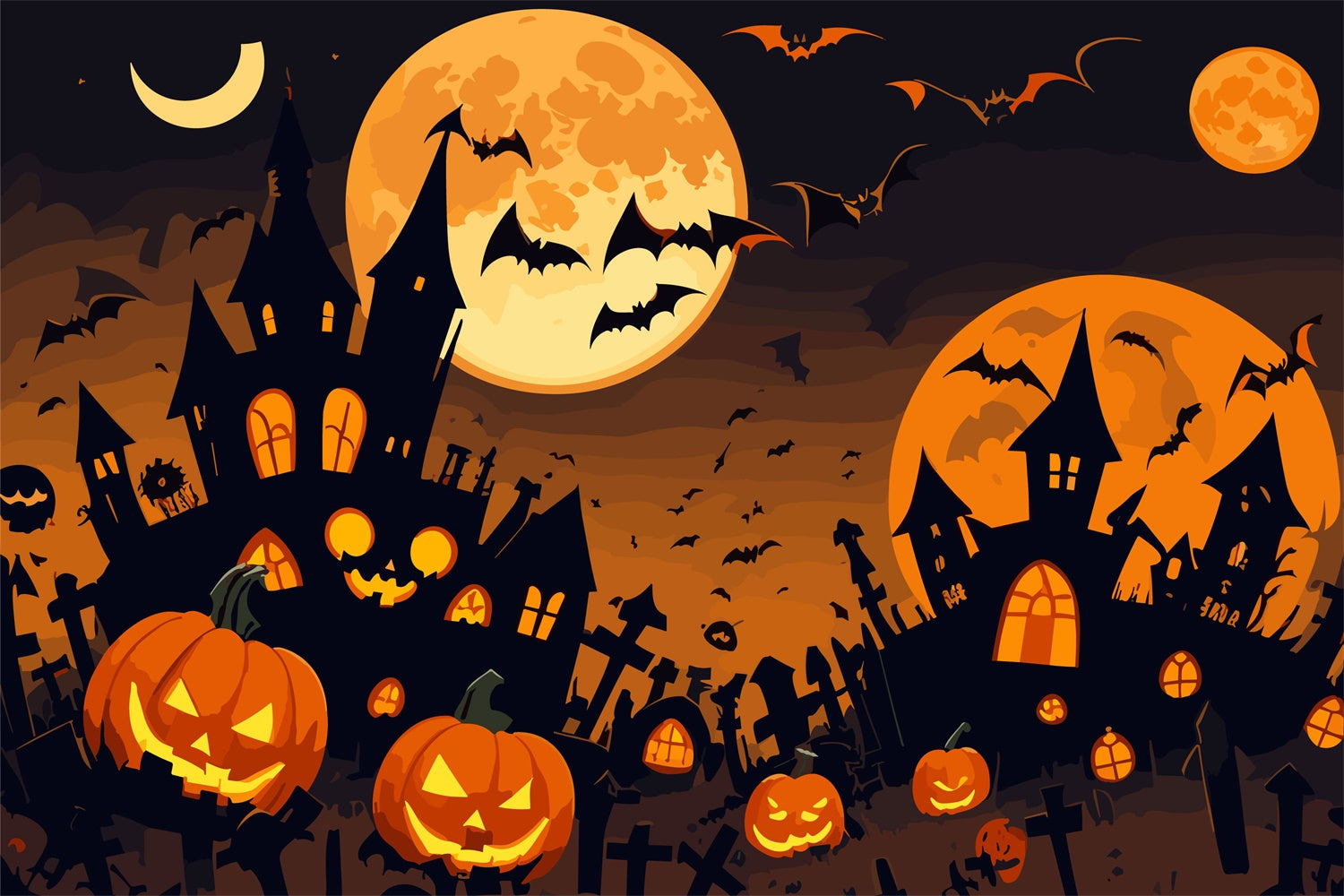 Halloween Nacht Kürbisfeld Schloss Hintergrund BRP8-242