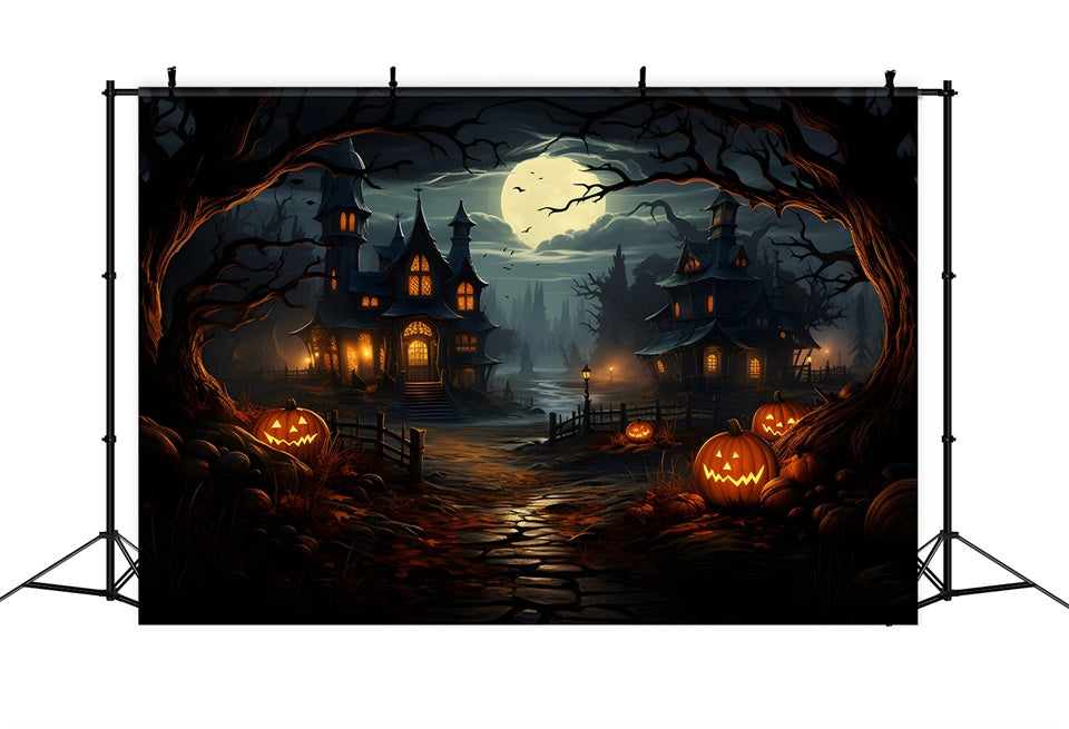 Gespenstischer Weg zum Spukhaus Halloween Hintergrund BRP8-243