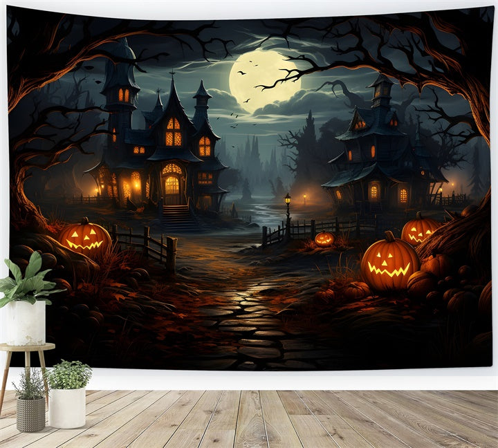 Gespenstischer Weg zum Spukhaus Halloween Hintergrund BRP8-243