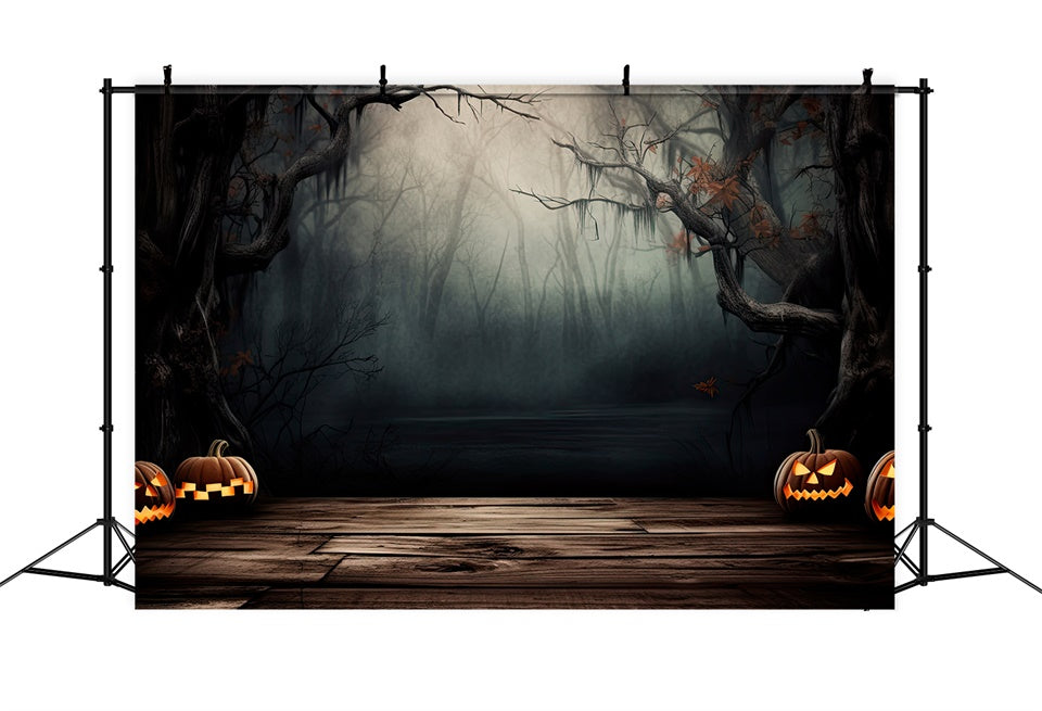 Nebliger Wald und gruseliger Sumpf Halloween Hintergrund BRP8-244
