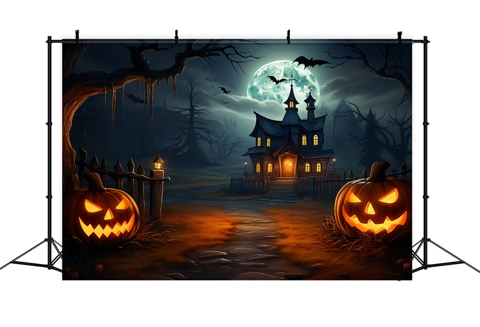 Gespenstische Halloween Nacht Halloween Dorf Hintergrund BRP8-263