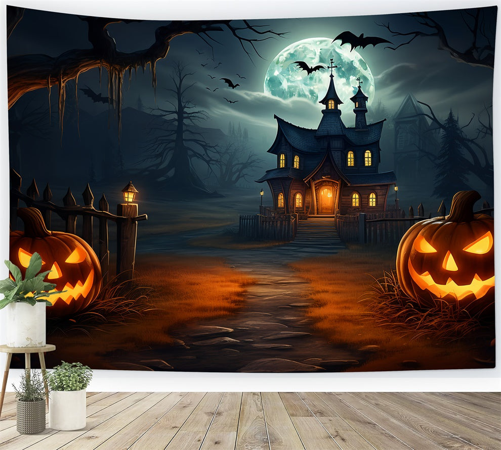 Gespenstische Halloween Nacht Halloween Dorf Hintergrund BRP8-263
