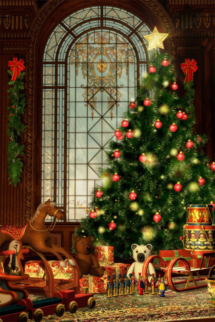 Klassische Weihnachten Fenster Spielzeug Zimmer Hintergrund BRP8-293