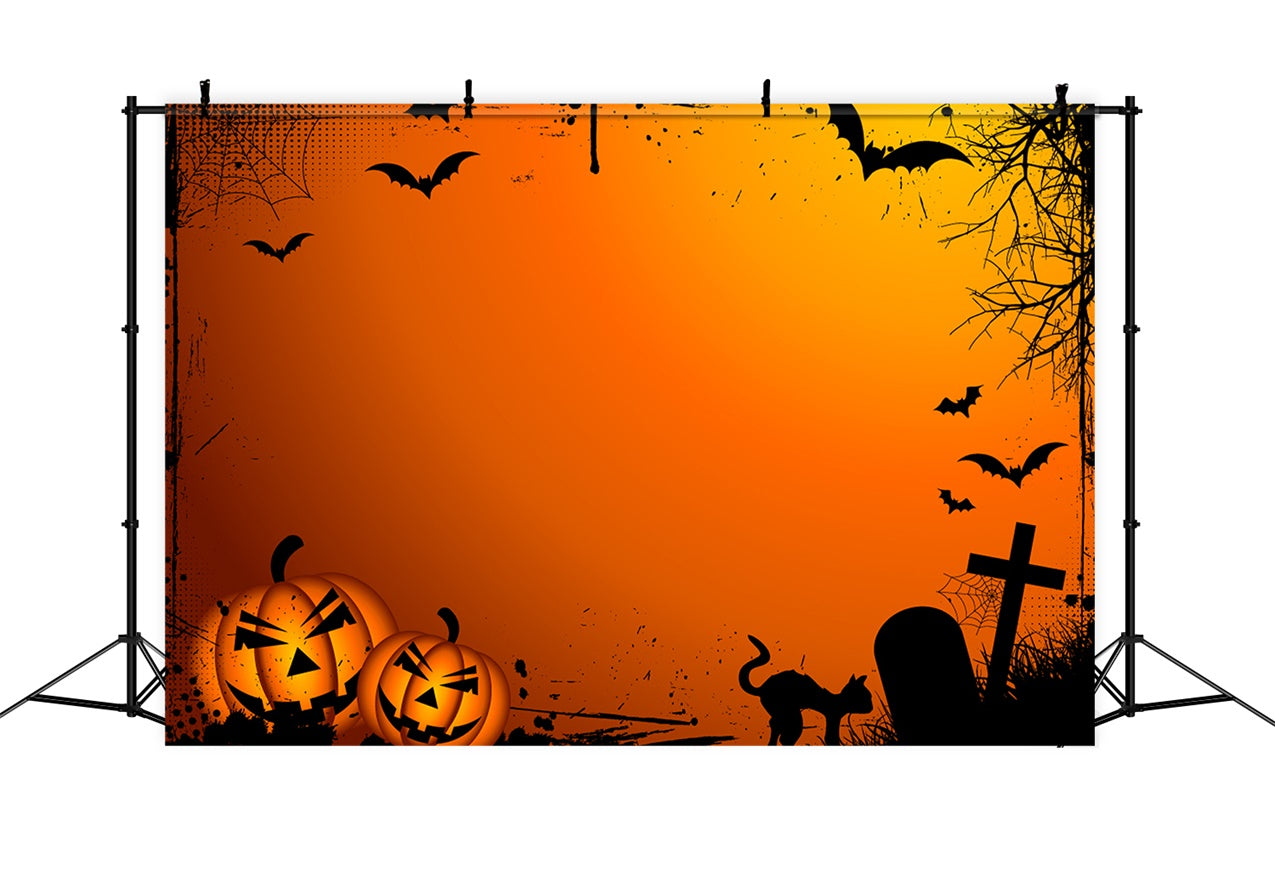 Gruselige Kürbisse und Friedhof Halloweenkulisse BRP8-328