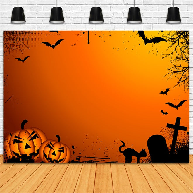 Gruselige Kürbisse und Friedhof Halloweenkulisse BRP8-328
