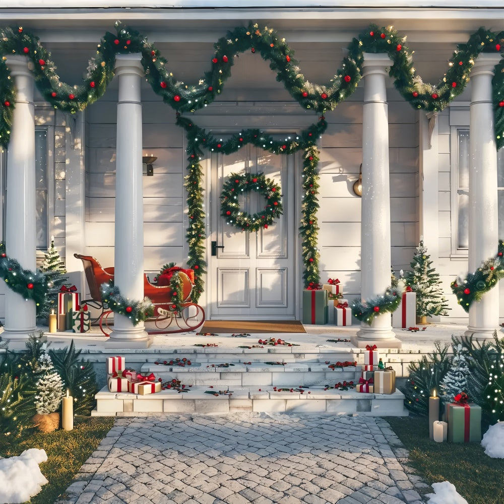 Weihnachtliche klassische Veranda Hintergrund BRP8-32