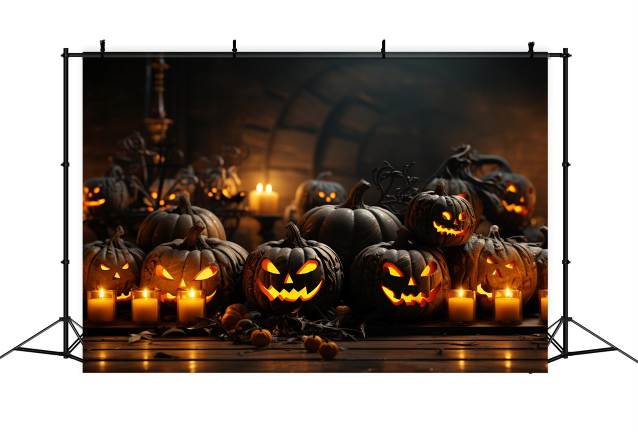 Halloween Gruselige Kürbisse und flackernde Kerzen Hintergrund BRP8-331