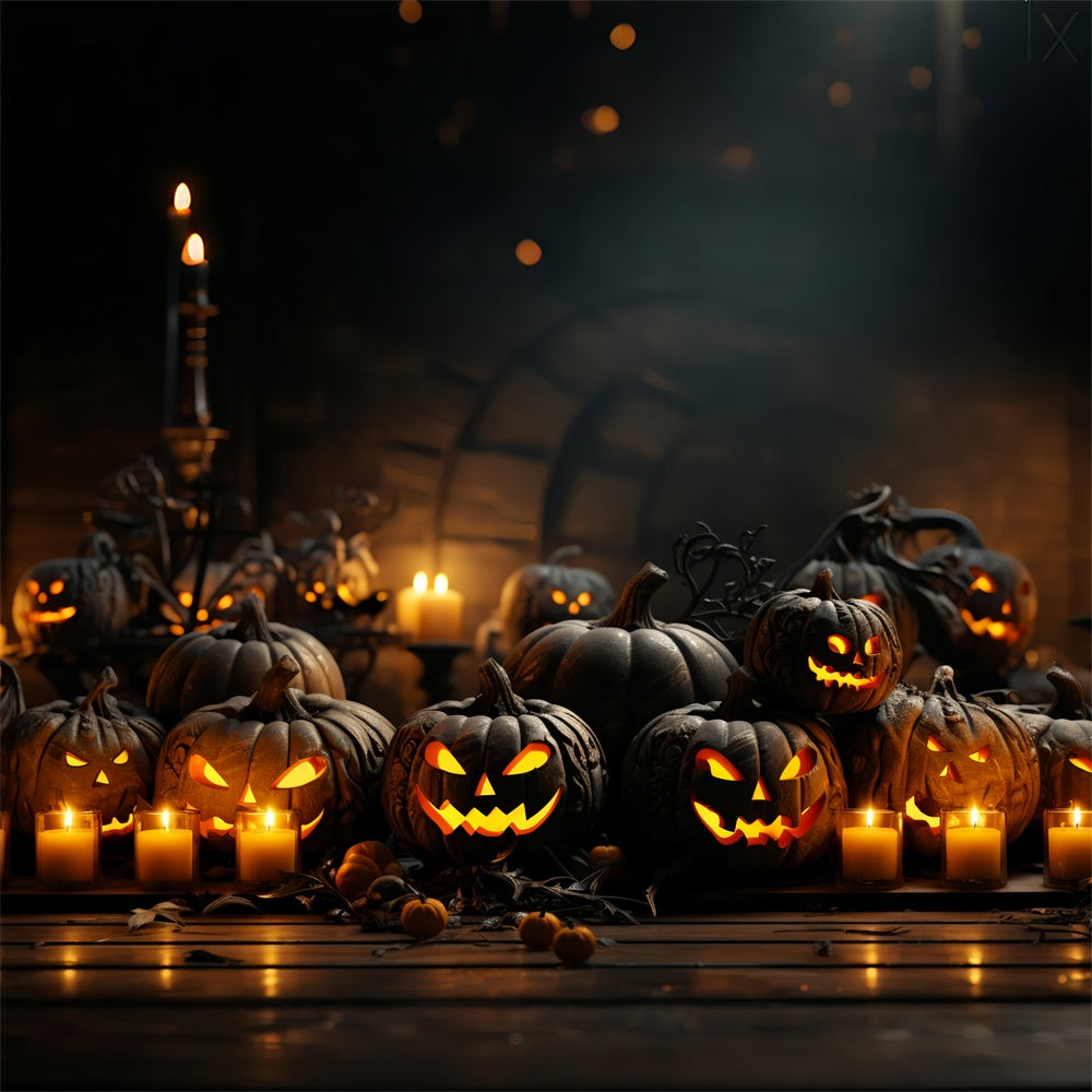 Halloween Gruselige Kürbisse und flackernde Kerzen Hintergrund BRP8-331