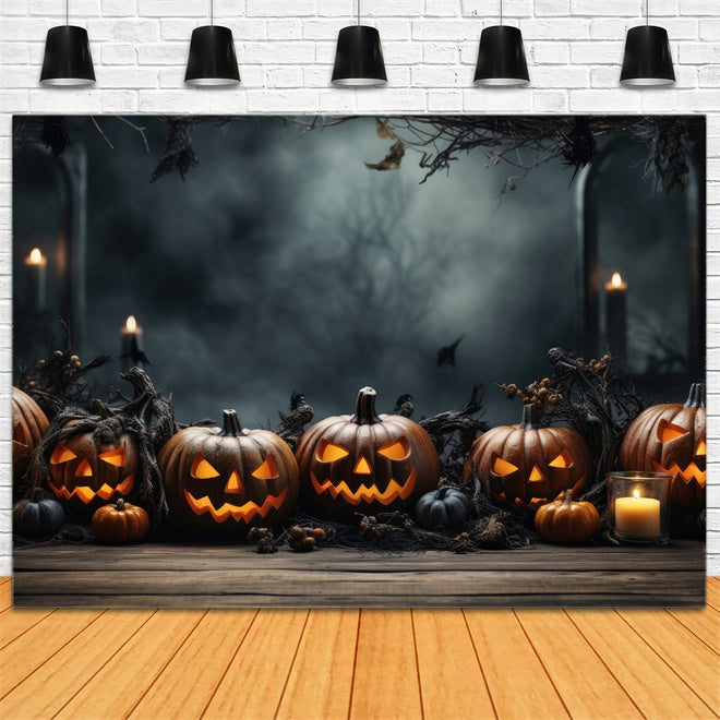 Halloween-Kürbisse und neblige Wälder BRP8-332