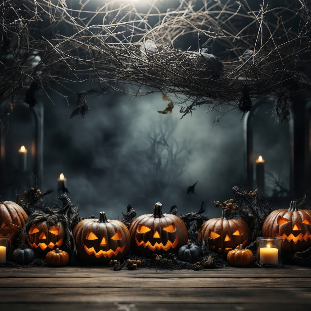 Halloween-Kürbisse und neblige Wälder BRP8-332