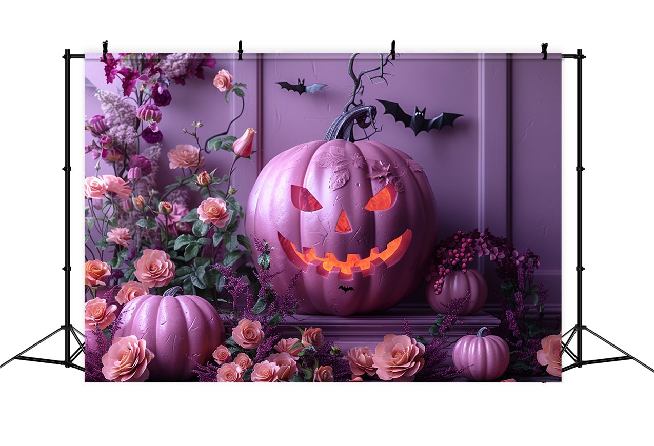 Pastellfarbener Kürbis und Rosen Halloween-Hintergrund BRP8-340