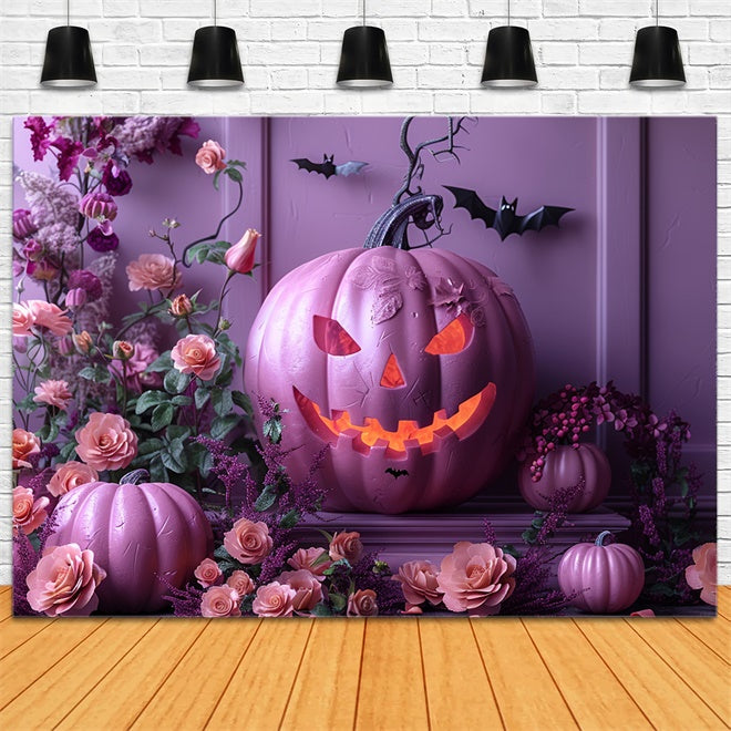 Pastellfarbener Kürbis und Rosen Halloween-Hintergrund BRP8-340