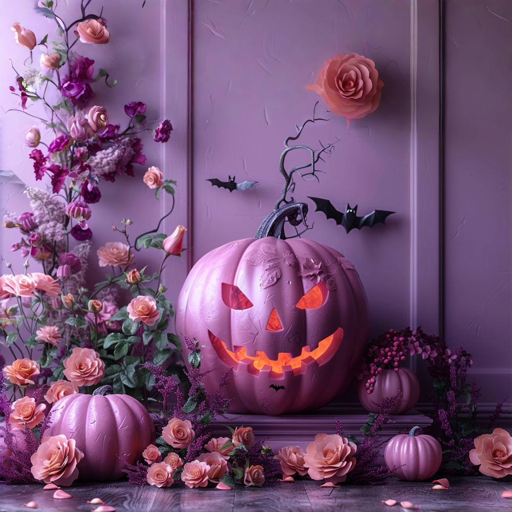Pastellfarbener Kürbis und Rosen Halloween-Hintergrund BRP8-340