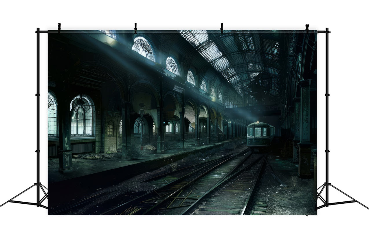 Dunkle Schatten Bahnhof Halloween-Hintergrund BRP8-341