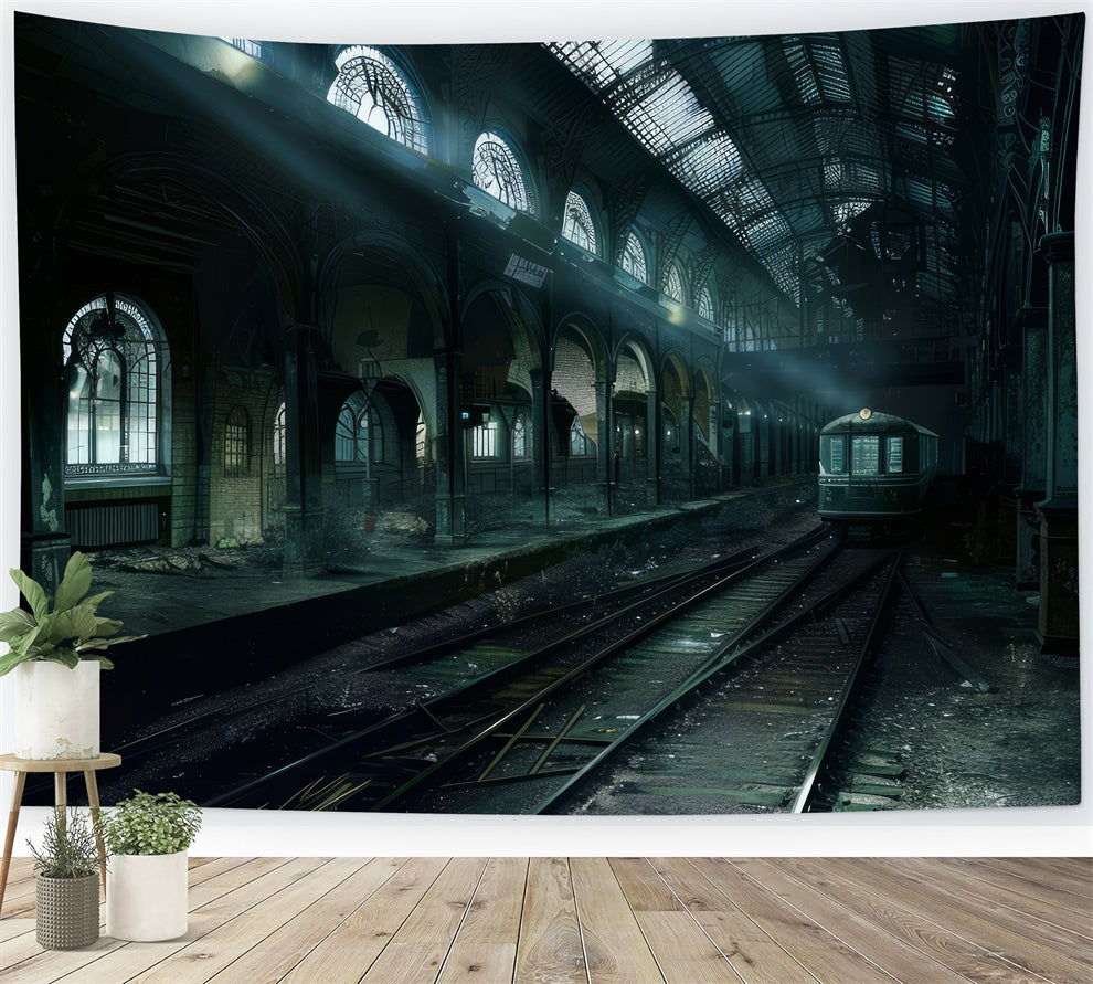 Dunkle Schatten Bahnhof Halloween-Hintergrund BRP8-341