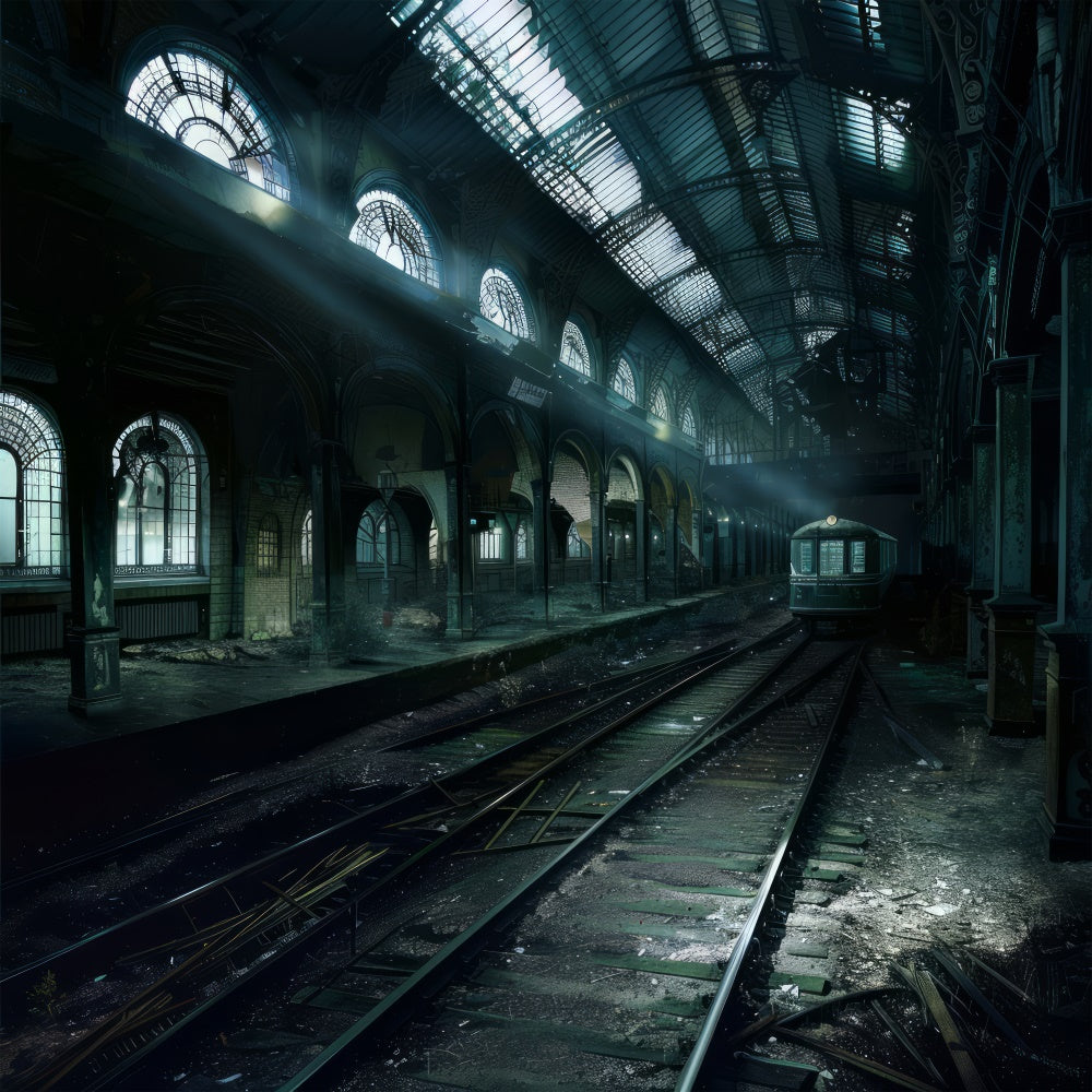 Dunkle Schatten Bahnhof Halloween-Hintergrund BRP8-341