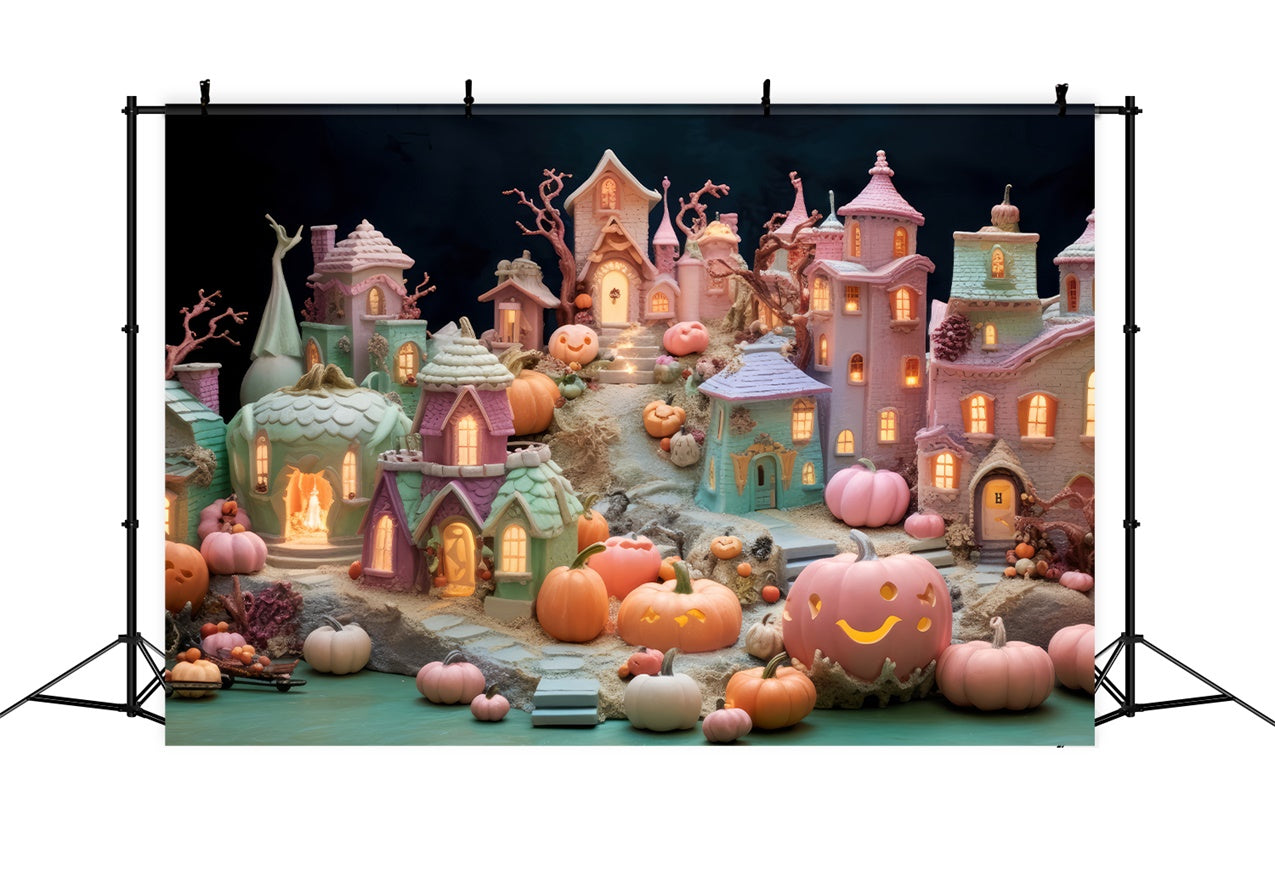 Buntes Spukdorf Halloween-Dekor Hintergrund BRP8-346