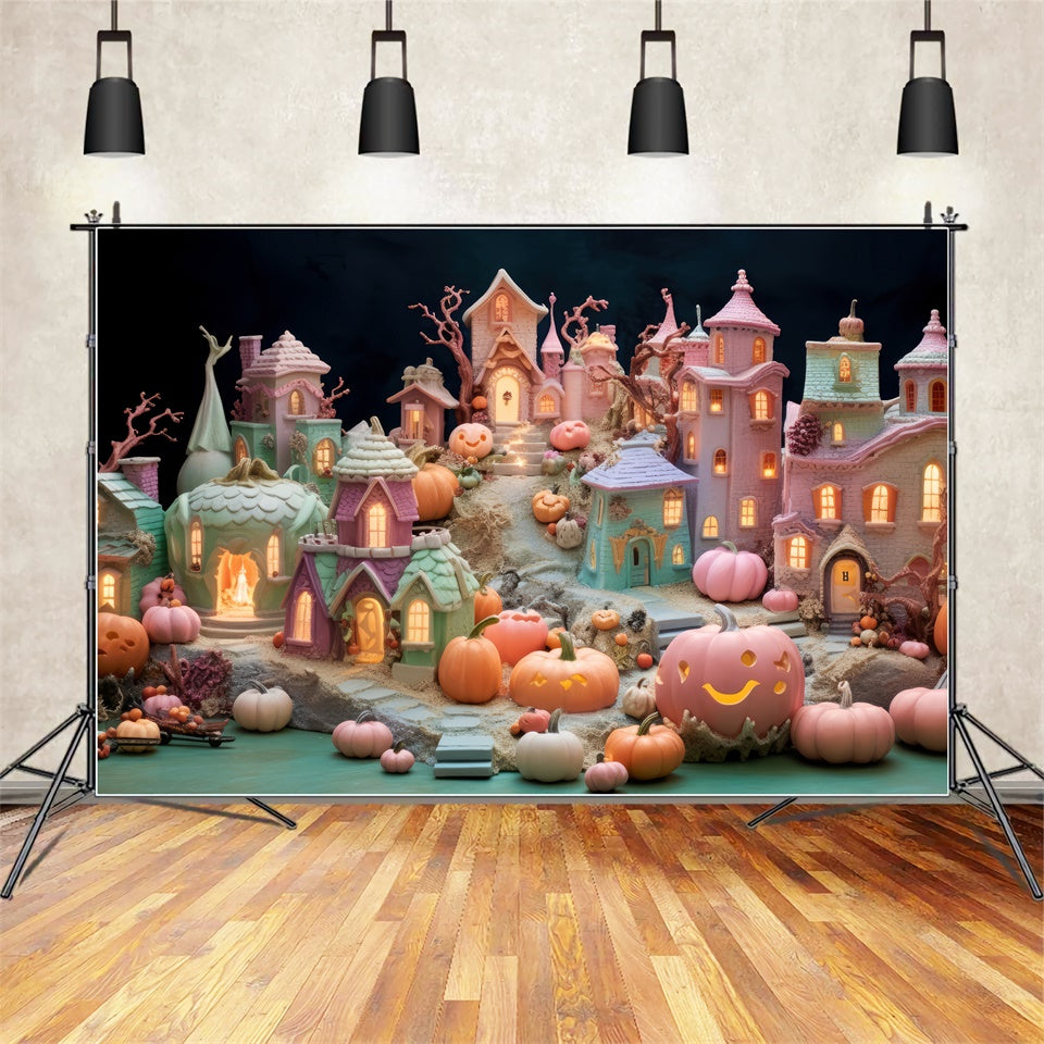 Buntes Spukdorf Halloween-Dekor Hintergrund BRP8-346