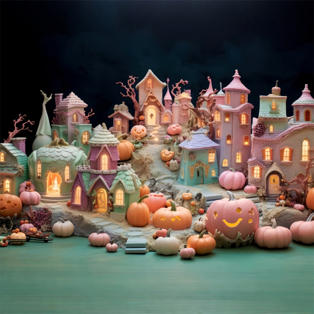 Buntes Spukdorf Halloween-Dekor Hintergrund BRP8-346
