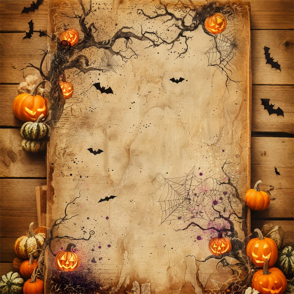 Gruselige Halloween-Spinnennetz-Kürbis-Hintergrundkulisse BRP8-347