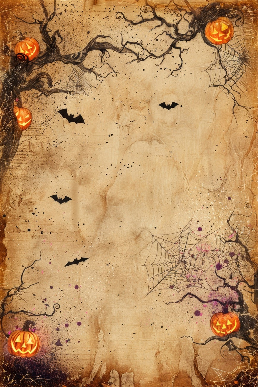 Gruselige Halloween-Spinnennetz-Kürbis-Hintergrundkulisse BRP8-347