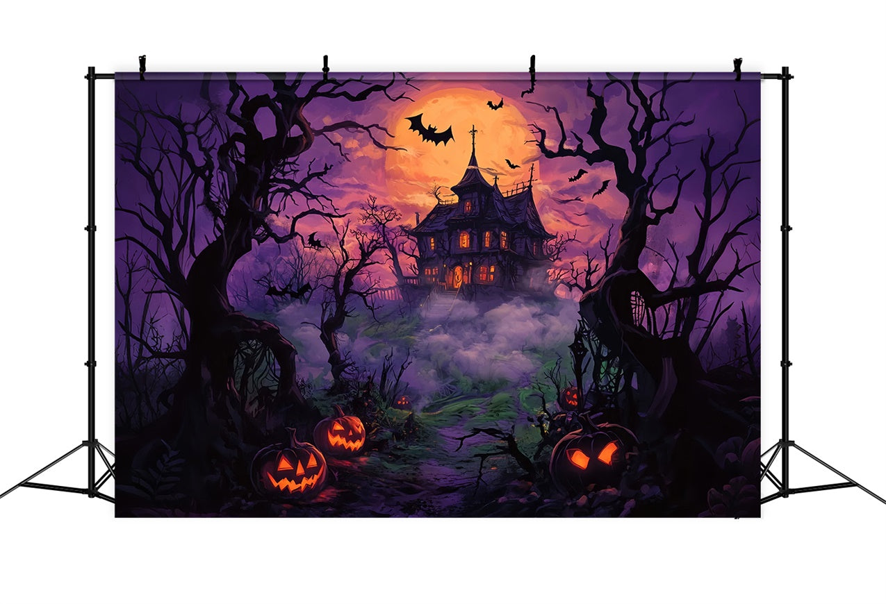 Neblige Nacht Halloween Spukhaus Hintergrund BRP8-348