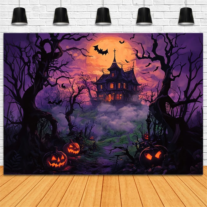 Neblige Nacht Halloween Spukhaus Hintergrund BRP8-348