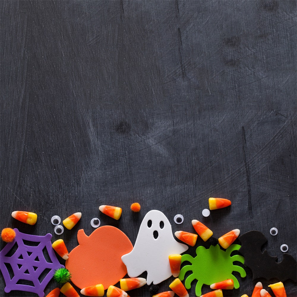 Niedlicher Halloween-Zuckermais-Kreidetafel-Hintergrund BRP8-350
