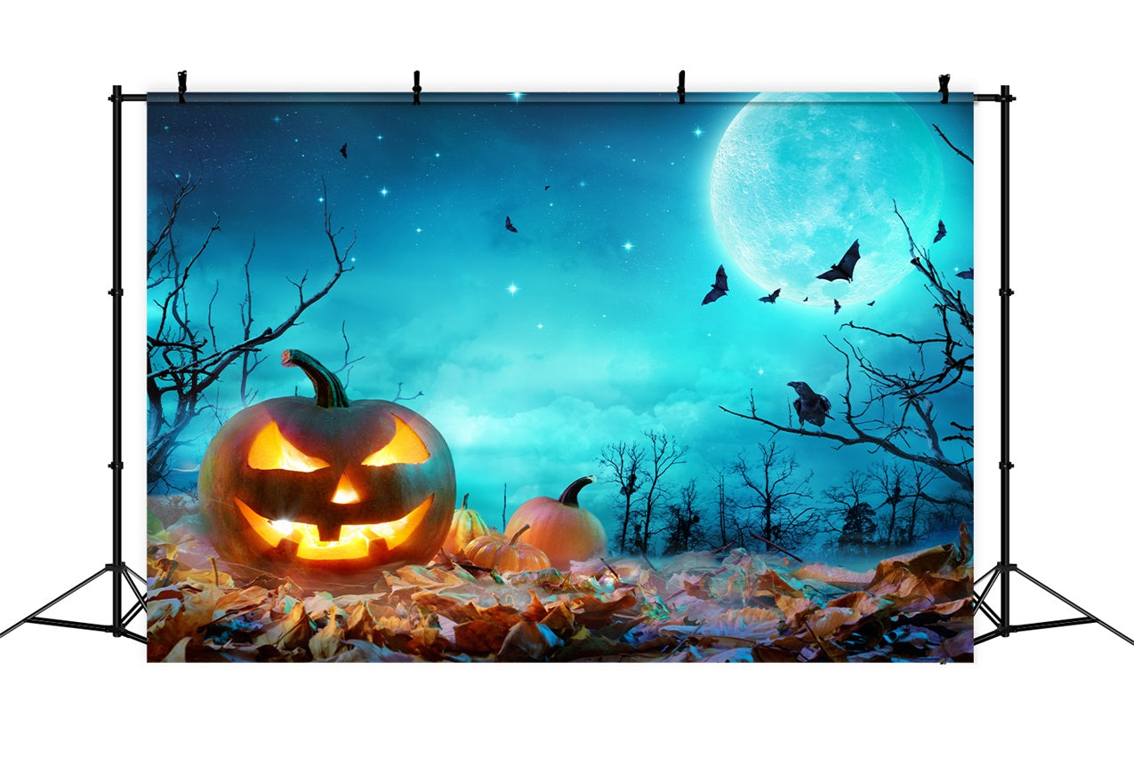 Blaue mondbeschienene Halloween-Szene mit Kürbissen BRP8-352