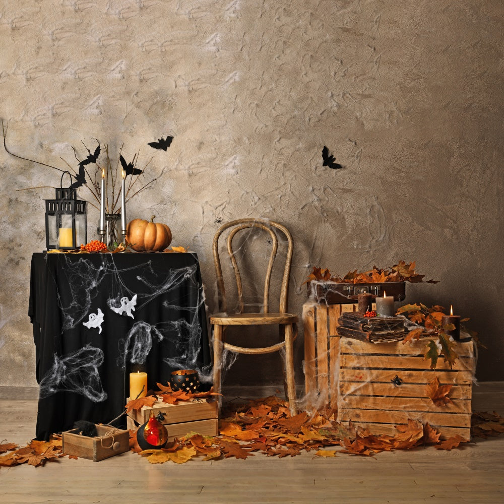 Herbstblätter und Kerzen Halloween-Hintergrund BRP8-353
