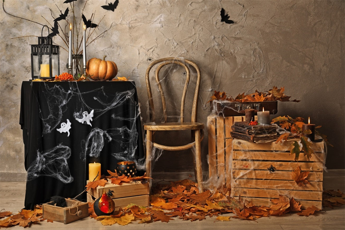 Herbstblätter und Kerzen Halloween-Hintergrund BRP8-353