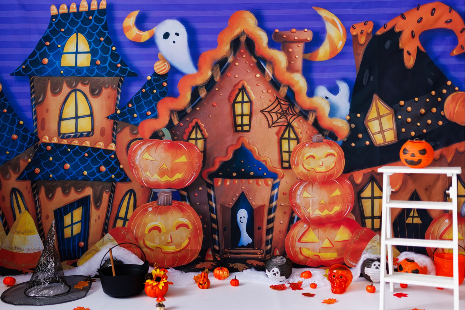 Cartoon Spooky Town und Geisterfreunde Hintergrund BRP8-360