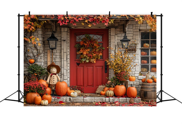 Autumn Harvest Porch Vogelscheuche Kürbisse Backdrop BRP9-171