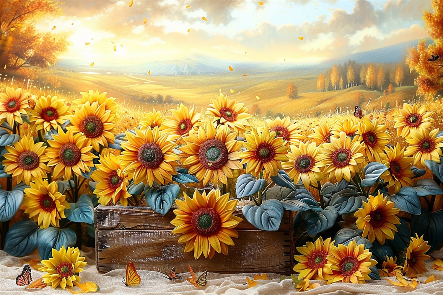 Sonnenblumen Herbst Falling Petals Light Backdrop BRP9-184