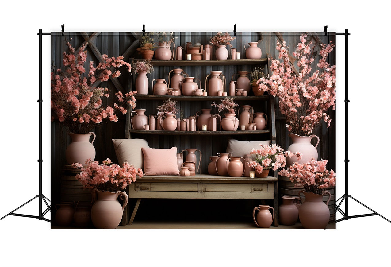 Kirschblüte Vintage Rosa Töpferei Herbst Hintergrund BRP9-193